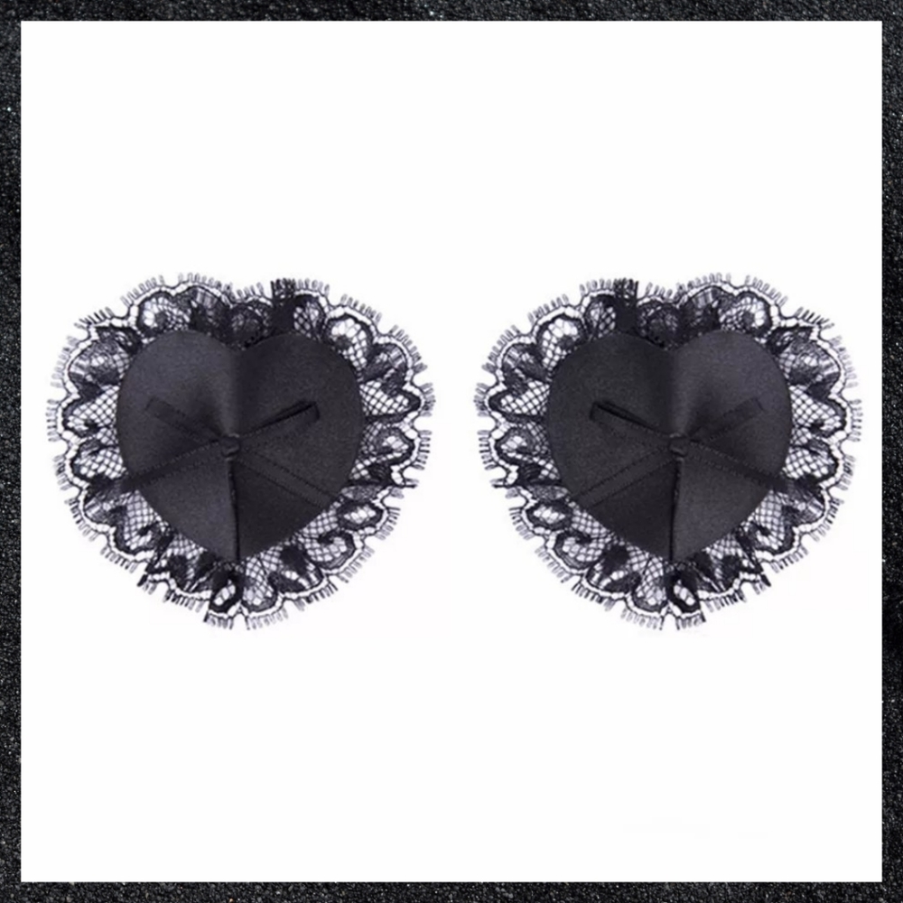 Black Lace Heart Reusable Nipple Cover Pasties